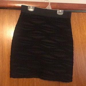 Black Textured Pencil Skirt